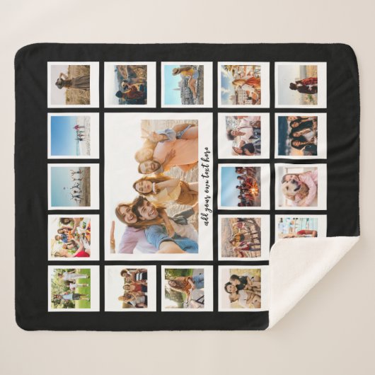Moderne 20 fotocollage sherpa deken (Voorkant (horizontaal))