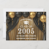 Moderne 20 jaar klasse reünie Black Gold uitnodigi Kaart (Voorkant)