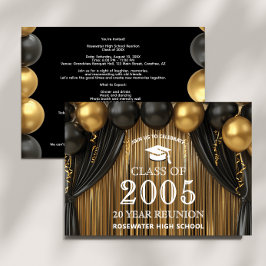Moderne 20 jaar klasse reünie Black Gold uitnodigi Kaart