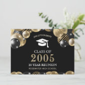 Moderne 20 jaar klasse reünie zwart goud kaart (Staand voorkant)