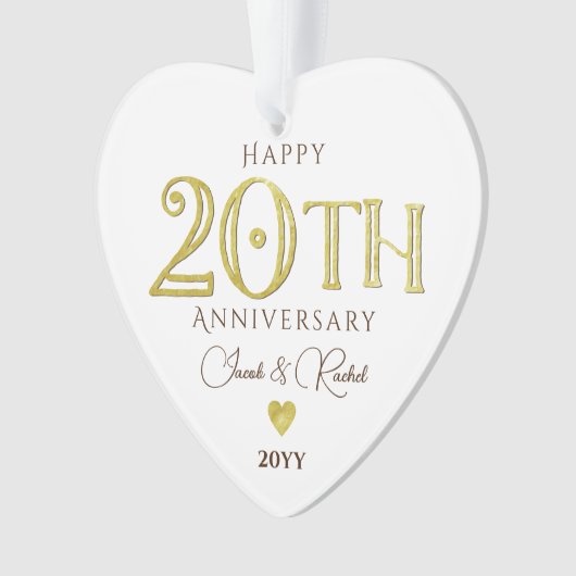 Moderne 20e bruiloft Jubileum Keepsake Gold Foil Ornament (voorkant)