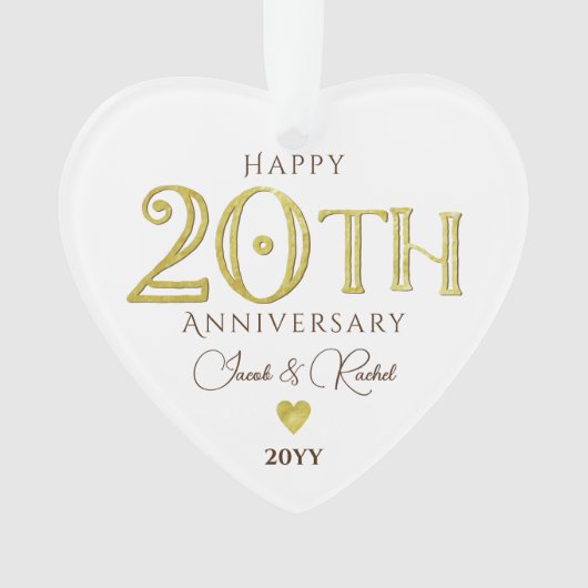 Moderne 20e bruiloft Jubileum Keepsake Gold Foil Ornament (voorkant)