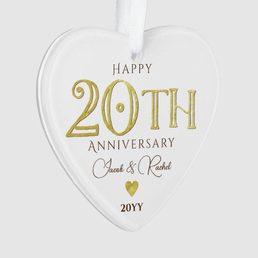 Moderne 20e bruiloft Jubileum Keepsake Gold Foil Ornament (voorkant)