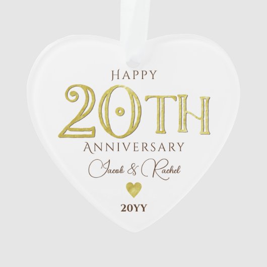 Moderne 20e bruiloft Jubileum Keepsake Gold Foil Ornament (achterkant)