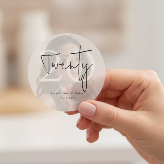 Moderne 20e verjaardagsfeest sticker