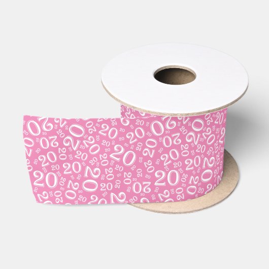 Moderne 20ste verjaardag nummer patroon roze/wit satijnen lint (Spoel)