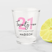 Moderne 21-roze 21-jarige verjaardag shot glas (Voorkant)