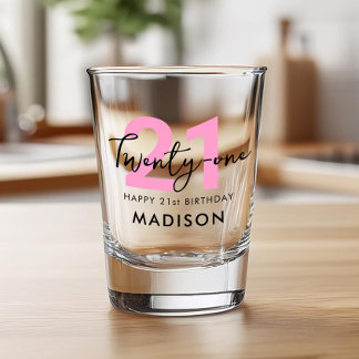 Moderne 21-roze 21-jarige verjaardag shot glas