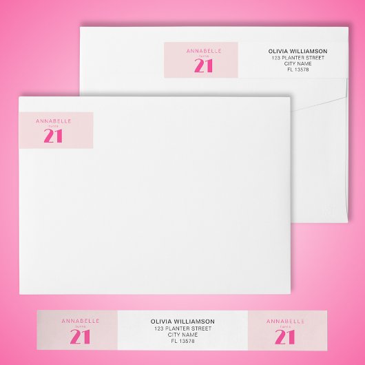 Moderne 21e Eenentwintigste Roze Verjaardagsfeestj