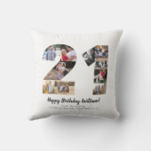 Moderne 21e Nummer Fotocollage Custom Greeting Kussen (Achterkant)