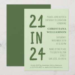 Moderne 21e verjaardag 21 in 24 verjaardagsfeestje kaart