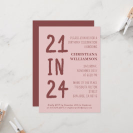 Moderne 21e verjaardag 21 in 24 verjaardagsfeestje kaart