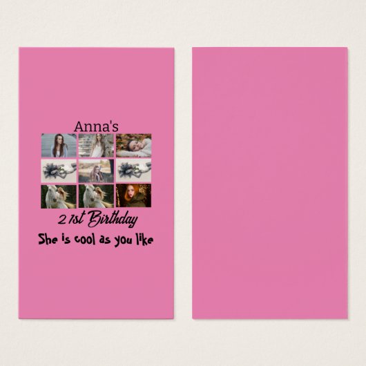 Moderne 21e verjaardag gepersonaliseerd 9 Foto Col Visitekaartje (Voorkant /achterkant)