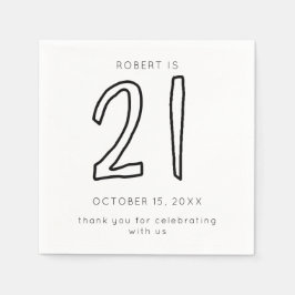 Moderne 21e verjaardag Mannen minimalistisch Eenvo Servet