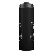 Moderne 21e verjaardag met script zwart en goud thermosbeker (Voorkant)