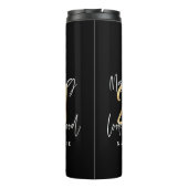 Moderne 21e verjaardag met script zwart en goud thermosbeker (Achterkant)