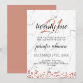 Moderne 21e Verjaardag Party Roos Goud Marmer Kaart (Voorkant / Achterkant)