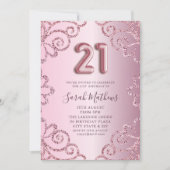 Moderne 21e verjaardag Roze Glitter Schittering Kaart (Voorkant)