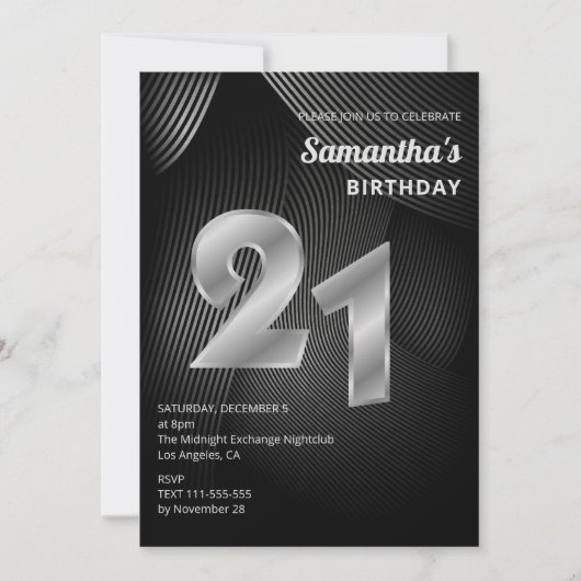 Moderne 21e verjaardag uitnodiging (Voorkant)