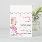 Moderne 21e verjaardag uitnodiging voor haar, wijn (Staand voorkant)