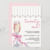 Moderne 21e verjaardag uitnodiging voor haar, wijn (Voorkant / Achterkant)