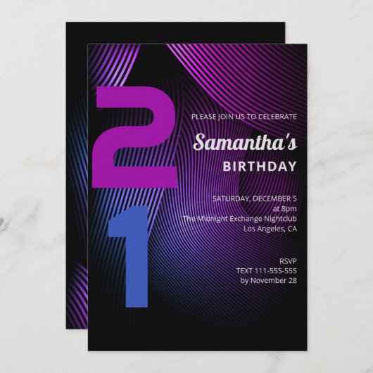 Moderne 21e verjaardag van Stripes Kaart (Voorkant / Achterkant)