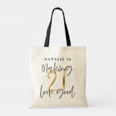 Moderne 21e verjaardag zwart-wit op maat tote bag (Achterkant)