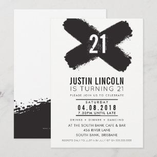 MODERNE 21e verjaardagsfeest zwarte penseelstreken Kaart