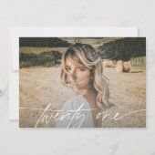 Moderne 21e verjaardagsfeestfoto | Horizontaal Kaart (Achterkant)