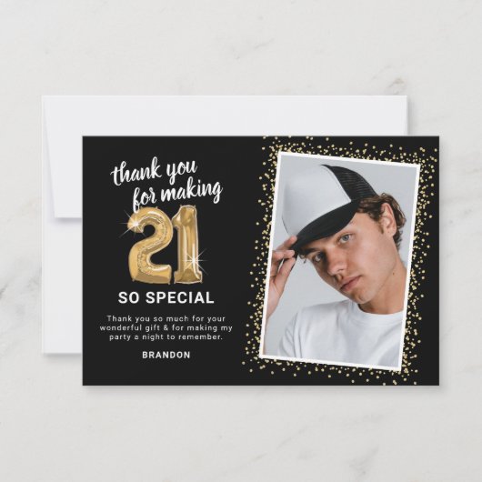 Moderne 21e volwassen verjaardag foto bedankkaart (Voorkant)