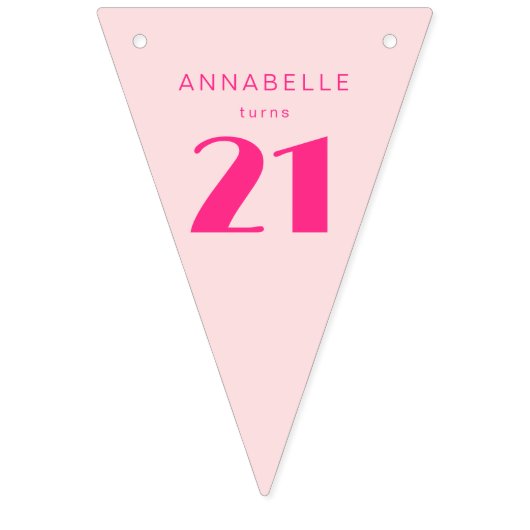 Moderne 21ste Eenentwintigste Roze Verjaardagsfees Vlaggetjes (Eerste vlag)