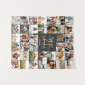 Moderne 21ste verjaardag multi foto script cadeau wandkleed (Voorkant (horizontaal))