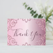 Moderne 21ste verjaardag roze glitter schittering bedankkaart (Staand voorkant)