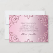 Moderne 21ste verjaardag roze glitter schittering bedankkaart (Achterkant)