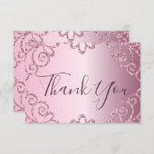 Moderne 21ste verjaardag roze glitter schittering bedankkaart (Voorkant / Achterkant)