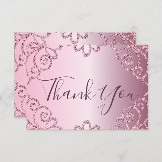 Moderne 21ste verjaardag roze glitter schittering bedankkaart (Voorkant / Achterkant)