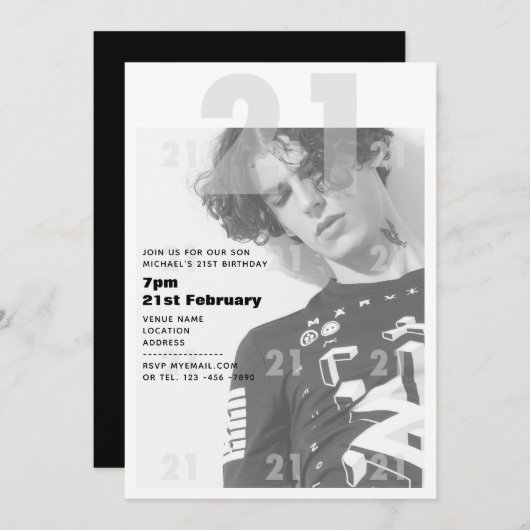 Moderne 21ste verjaardag van de JONGE partij URBAN Kaart (Voorkant / Achterkant)
