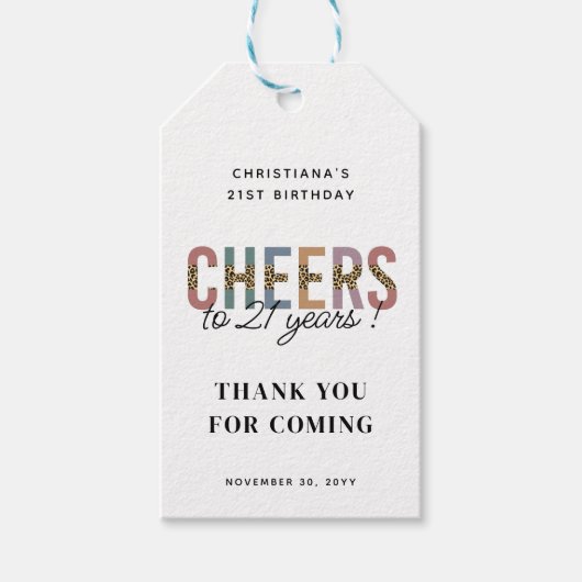 Moderne 21ste verjaardag van de Leopard van de Par Cadeaulabel (Voorkant)