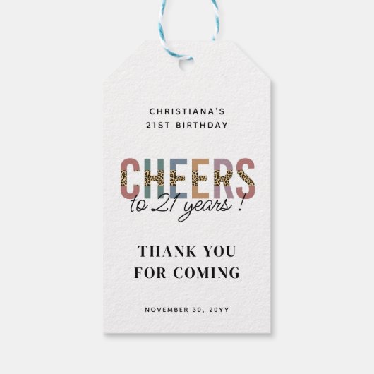 Moderne 21ste verjaardag van de Leopard van de Par Cadeaulabel (Achterkant)