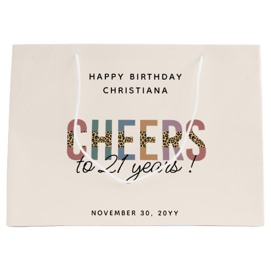 Moderne 21ste verjaardag van de Leopard van de Par Groot Cadeauzakje (Voorkant)