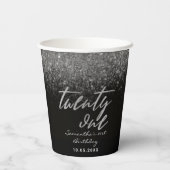 Moderne 21ste verjaardag zwart en zilveren glitter papieren bekers (Achterkant)