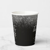 Moderne 21ste verjaardag zwart en zilveren glitter papieren bekers (Links)
