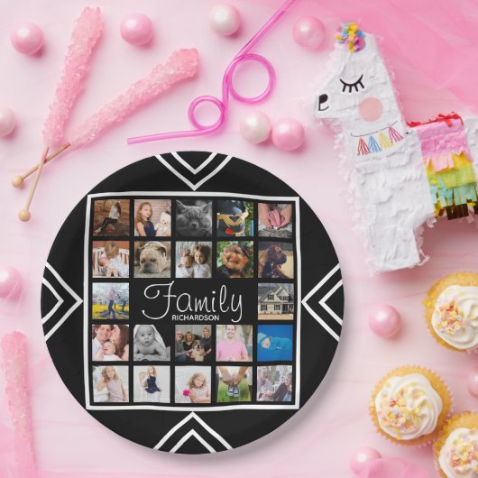 Moderne 22-reeks fotocollage & naam papieren bordje (Feest)