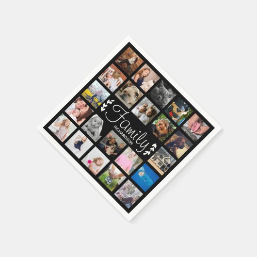 Moderne 22-reeks fotocollage & naam servet (Hoek)