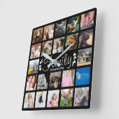 Moderne 22-reeks fotocollage & naam vierkante klok (Hoek)