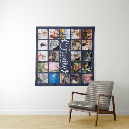 Moderne 22-serie Foto Collage & White Laurel Navy Wandkleed (In Situ (horizontaal))