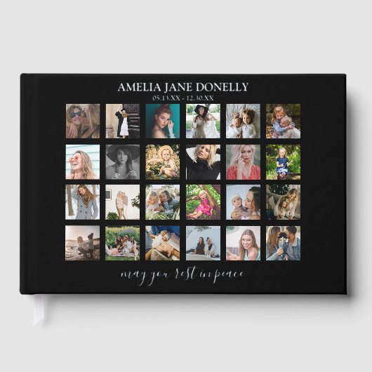 Moderne 24-fotocollage gastenboek (Voorkant)