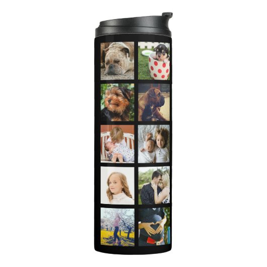 Moderne 24-reeks fotocollage met Initiaal en naam Thermosbeker (Gedraaid links)