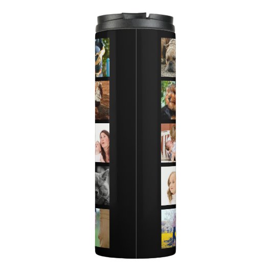 Moderne 24-reeks fotocollage met Initiaal en naam Thermosbeker (Achterkant)