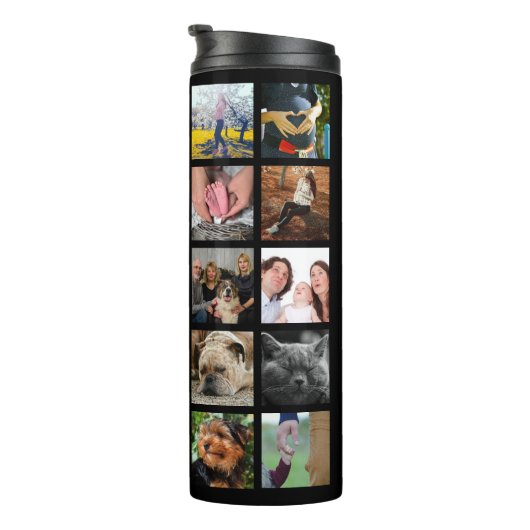 Moderne 24-reeks fotocollage met Initiaal en naam Thermosbeker (Geroteerd rechts)